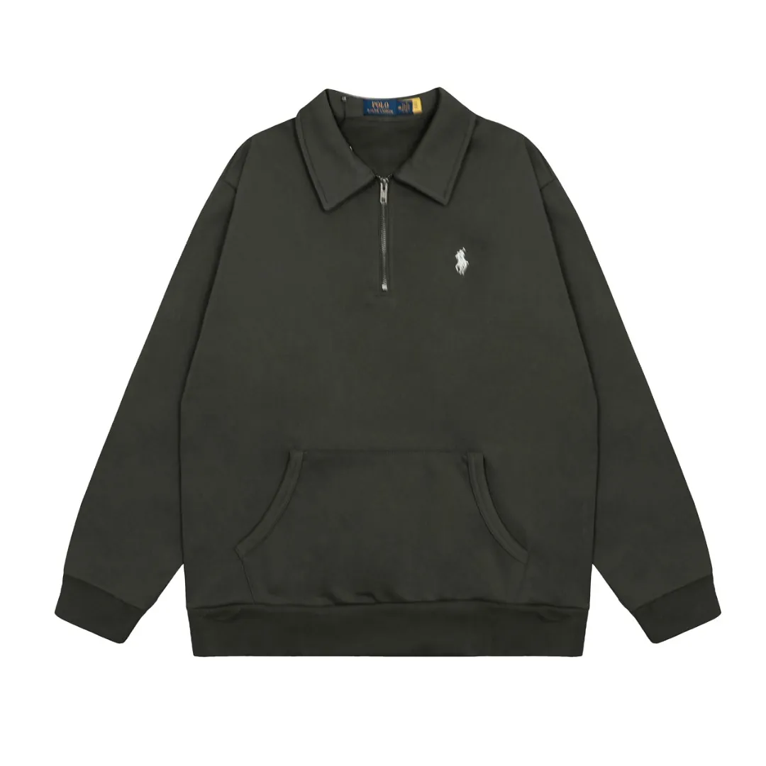 🅿️260 "Top quality" Style number: 8091# [Ralph Lauren classic pony embroidered half-zip lapel POLO sweatshirt] ✅Ralph Lauren Ralph Lauren autumn and winter basic versatile polo lapel sweatshirt for men and women ✅High weight pure cotton terry original consistent YKK zipper widened and thickened threads ✅Old money style lazy style full retro style simple popular style ✅Autumn and winter single wear Simple and easy to wear under the hood. A must-have for couples. Size: S-XL. Color: white, khaki, retro green.